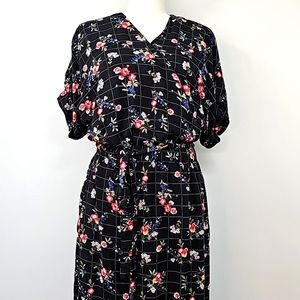 HAYDEN Wrap Dress Black Floral Midi